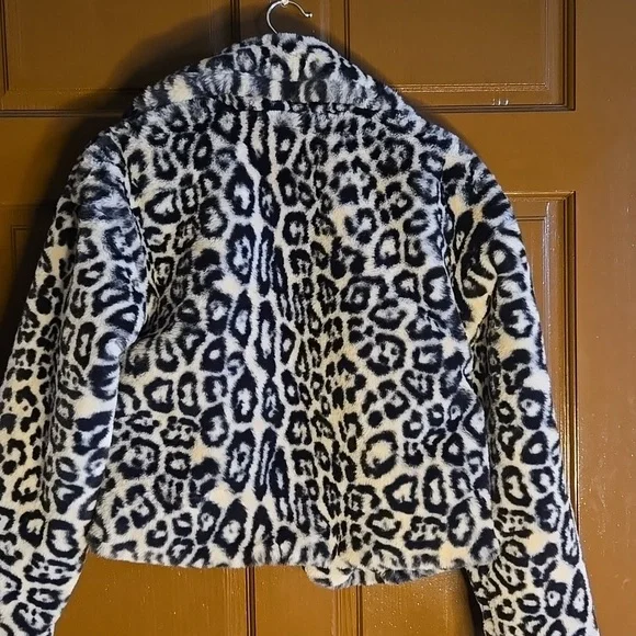 Stoosh-Blk/iv Faux animal print open front soft short Jkt Sz S NWT. - Picture 6 of 8